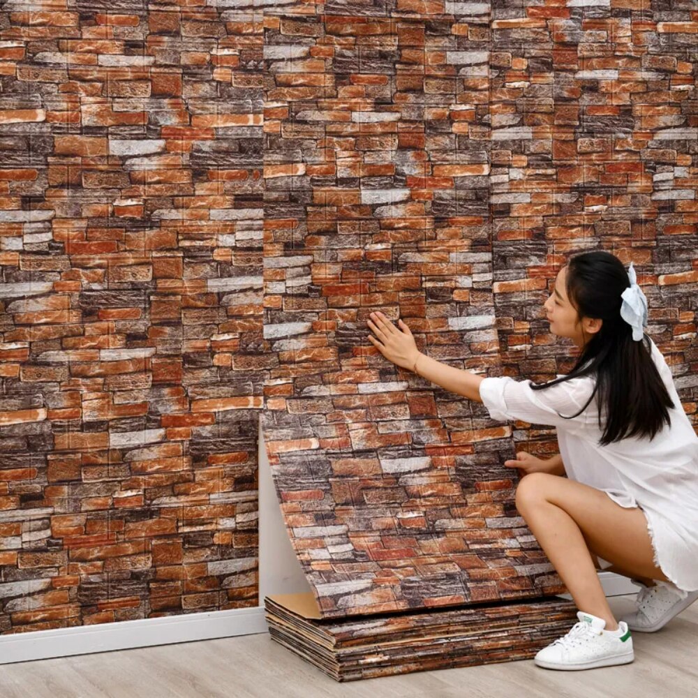 70cm*1m  3D Brick Pattern Wall - Pvc Panel Background 评论和价格