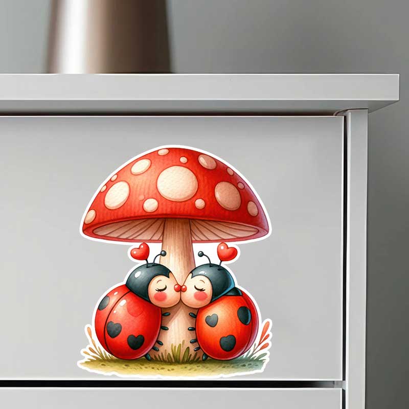 Cute Ladybug Wall Stickers Liv - Pvc Panel Background 评论和价格