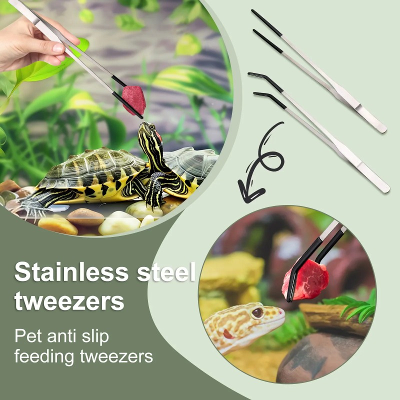 2Pcs Stainless Steel Tweezers  - Feeding Tong Stainless 评论和价格