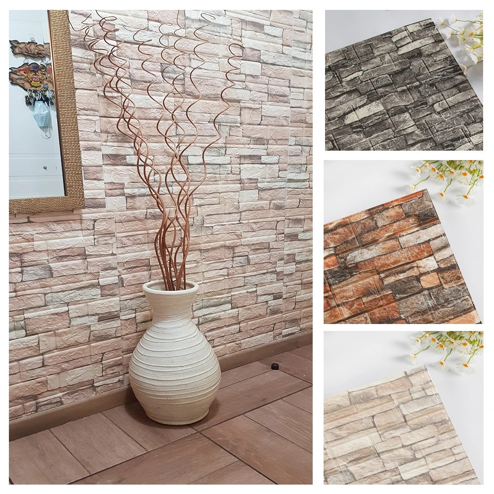 10PCS Self Adhesive 3D Brick W - Pvc Panel Background 评论和价格