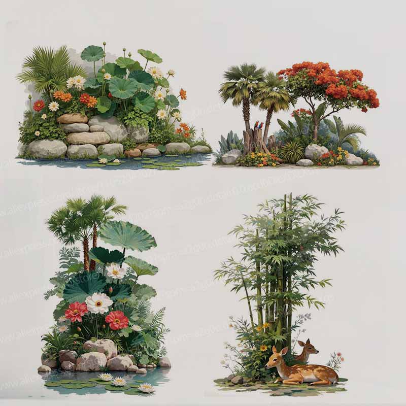 Tropical Plant Flower Tree Wal - Pvc Panel Background 评论和价格